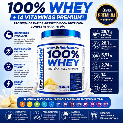 Proteína Whey de Rápida Absorción con 14 Vitaminas