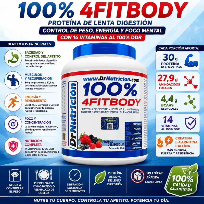 4FitBody Control de Peso, Energía y Foco Mental con 14 Vitaminas