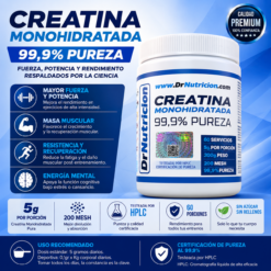 Creatina Monohidratada Premium® 300 g 99,9% Pureza • 200 Mesh • Testeada por HPLC