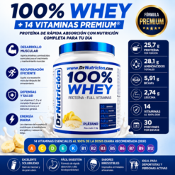 100% Whey Protein + 14 Vitaminas Premium® Proteína de Rápida Absorción con Nutrición Completa para tu Día